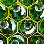 Glass bottles.