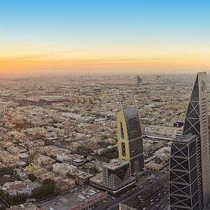 Aerial view of Riyadh City, Saudi Arabia.
